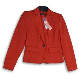 NWT 7th Avenue New York & Company Design Studio Womens Red One Button Blazer 0