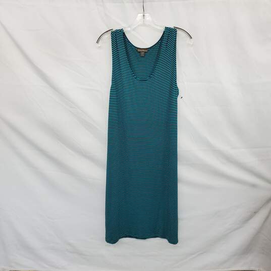 Tommy Bahama Turquoise & Brown Striped Sleeveless Midi Dress WM Size L image number 1