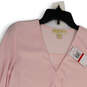 NWT Womens Pink V-Neck Long Sleeve Classic Fit Pullover Blouse Top Size XS image number 3