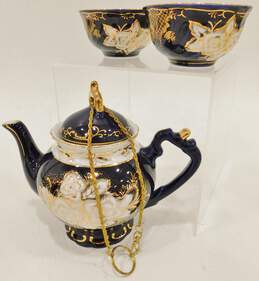 Czech Republic Original Cobalt Handmade Fine Porcelain Teapot & Teacups