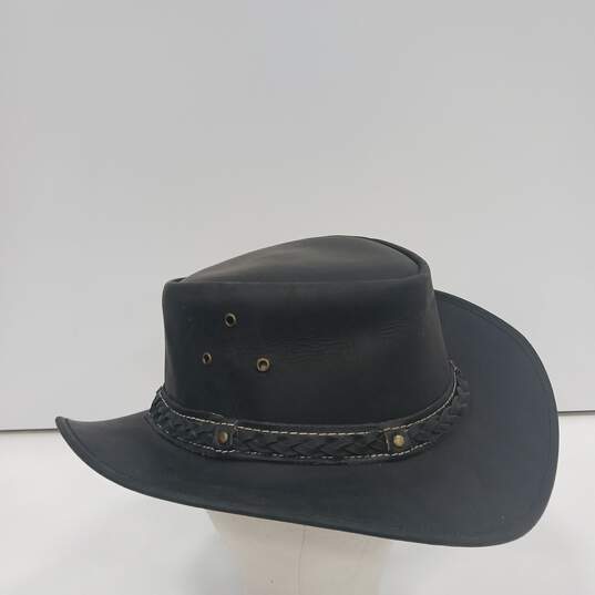 Conner Australian Down Under Black Leather Hat Size M image number 1