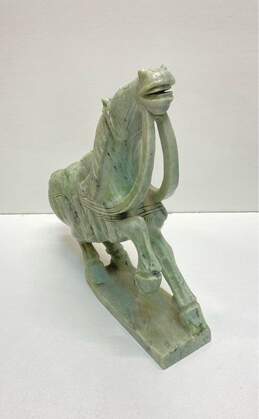 Stone Horse Statue Hand Crafted Oriental Green Stone Folk Art Sculpture alternative image