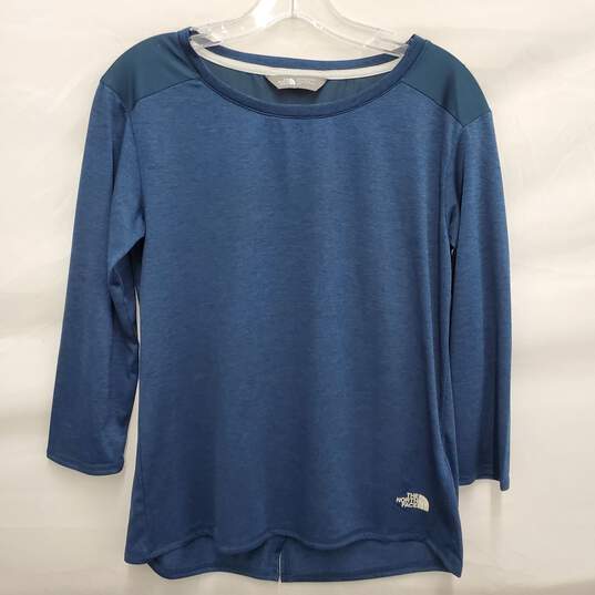 The North Face WM's Boat Neck Heathered Blue Short Sleeve Pullover Size S/P image number 1
