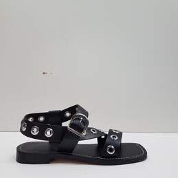 J. Crew Leather Grommets Sandals Black 5.5