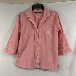 Women's Pink Striped Lauren Ralph Lauren 3/4 Sleeve Pajama Set, Sz. M