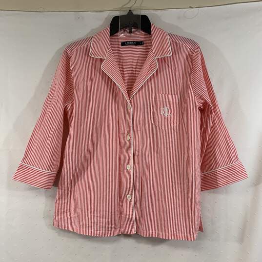 Women's Pink Striped Lauren Ralph Lauren 3/4 Sleeve Pajama Set, Sz. M image number 1