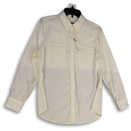 NWT Womens White Collared Long Sleeve Button-Up Shirt Size 1 (us size 8/10)