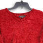 Womens Red Knitted Long Sleeve V-Neck Pullover Sweater Size Small image number 3