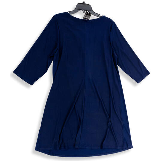 NWT Womens Blue Long Sleeve Knee Length Pullover Shift Dress Size 1X image number 2