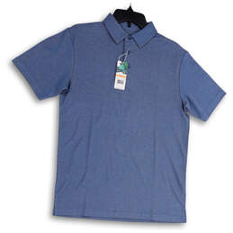 NWT Mens Blue Short Sleeve Regular Fit Spread Collar Polo Shirt Size Small