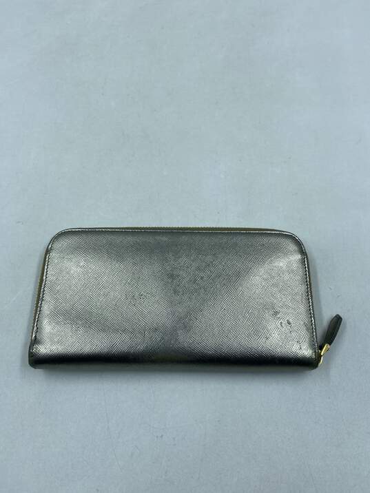 Authentic Prada Pewter Long Leather Wallet image number 2