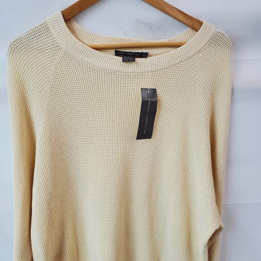 French Connection Beige Yellow Waffle Knit Sweater Size L with Tags image number 2