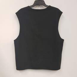 Mens Black Cotton Sleeveless Pockets Full Zip Vest Sweater Size Medium alternative image