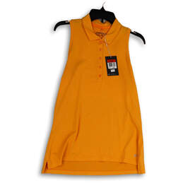 NWT Womens Orange Sleeveless Dri-Fit Button Front Golf Polo Shirt Size L