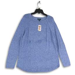 NWT Karen Scott Womens Blue Round Neck Long Sleeve Pullover Sweater Size 3X