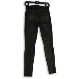 Womens Black Leather Shiny 5-Pocket Design Skinny Leg Ankle Pants Size 25 alternative image