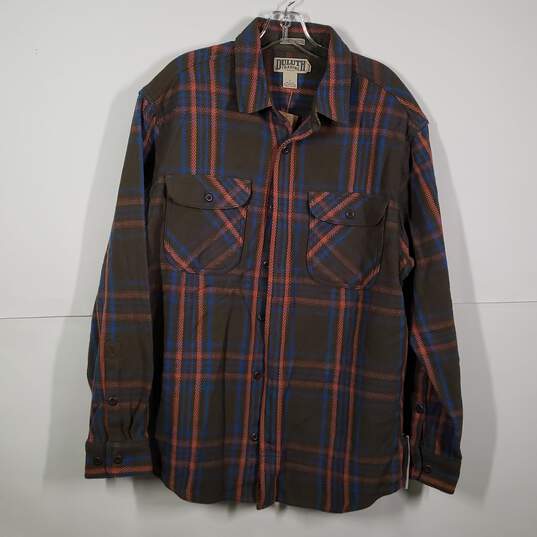 NWT Mens Plaid Cotton Long Sleeve Collared Chest Pockets Shirt Jacket Size Large image number 1