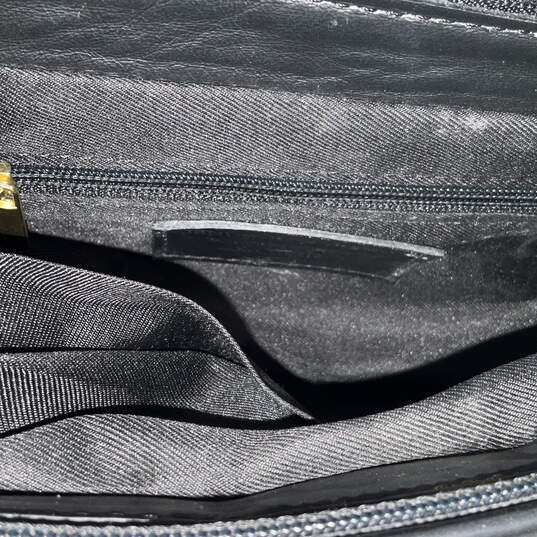 Womens Black Leather Quilted Adjustable Strap Pocket Magnetic Crossbody Bag image number 9