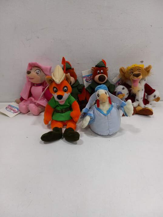 6PC Disney Store Robin Hood Characters Mini Bean Bag Stuffed Toys image number 1