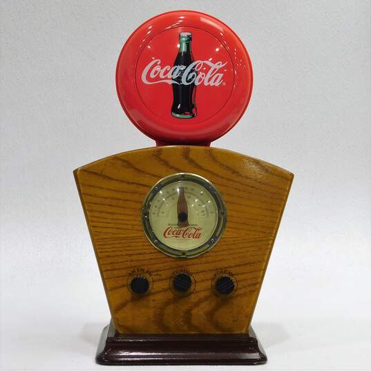 Vintage Coca Cola AM/FM Wood Case Light Up Radio image number 1