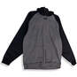 Mens Gray Black Heather Long Sleeve Pockets Hooded Pullover Hoodie Size L image number 1