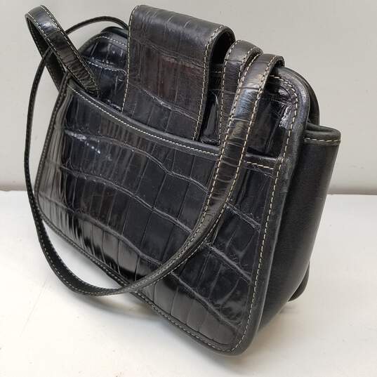 Brighton Black Croc Embossed Leather Small Shoulder Satchel Bag image number 6