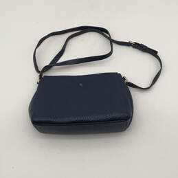 Womens Blue Leather Adjustable Strap Zipper Pockets Crossbody Bag Purse alternative image