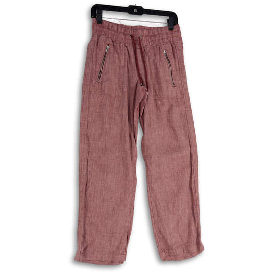 Womens Purple Zipper Pocket Drawstring Wide Leg Ankle Pants Size 4/P image number 1