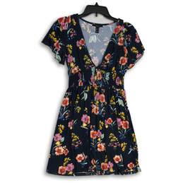 Forever 21 Womens Multicolor Floral V-Neck Flutter Sleeve Fit & Flare Dress Sz M