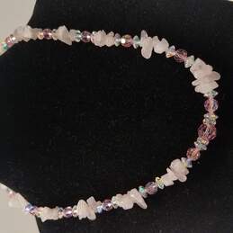 Sterling Silver Rose Quartz Crystal Necklace 25.1g