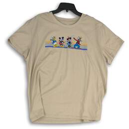 Disney Womens Tan Mickey & Friends Short Sleeve Pullover T-Shirt Size XXL