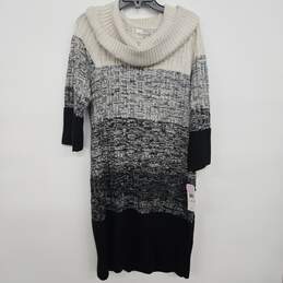 Striped Cowl Neck Sweater Dress