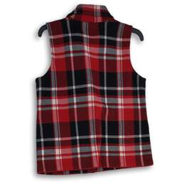 NWT Chaps Womens Red Plaid Spread Collar Asymmetric Zip Vest Size MP alternative image
