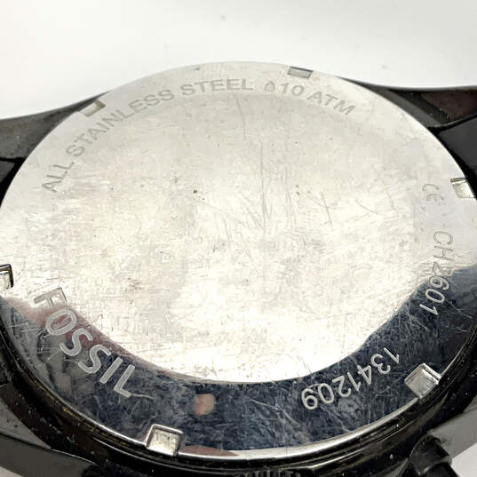 Designer Fossil Decker CH2601 Black Stainless Steel Round Analog Wristwatch image number 3