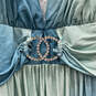 Womens Blue Green V-Neck Sleeveless Back-Tie Maxi Dress Size 7/8 image number 3