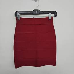 Red Ribbed Mini Skirt