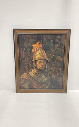 The Golden Helmet Rembrandt Reproduction Print on Board Print Signed. Framed