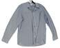 Mens Blue Striped Long Sleeve Collared Button Up Shirt Size Large image number 1