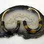 Designer J. Crew Gold-Tone Lined Tortoise Resin Pushback Hoop Earrings image number 1
