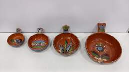 4pc. Set of Handmade Mexican Red Clay Terracotta Pottery Serving Bowls alternative image