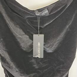 Ario Collection Black Velvet Rouched Pleated Midi Slim Dress Sz M NWT alternative image