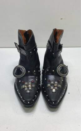 COACH Black Leather Buckle Studded Back Zip Ankle Boots Shoes Size 10 B alternative image