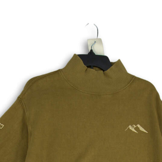 Mens Green Mock Neck Long Sleeve Oversized Pullover Sweatshirt Size Medium image number 3