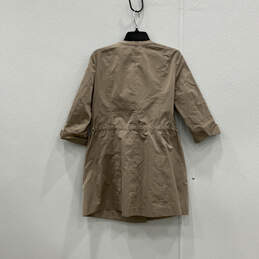 Womens Brown Slit Pockets 3/4 Sleeve Stand Collar Full-Zip Jacket Size 8 alternative image