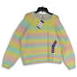 NWT Womens Multicolor Rainbow Crew Neck Long Sleeve Pullover Sweater Sz XXL image number 1