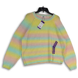NWT Womens Multicolor Rainbow Crew Neck Long Sleeve Pullover Sweater Sz XXL