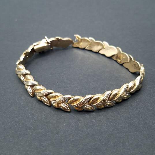 14K Gold Leaf Link Bracelet 8.3g image number 1