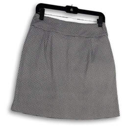 Womens White Black Printed Slash Pocket Flat Front Short A-Line Skirt Sz 6 alternative image
