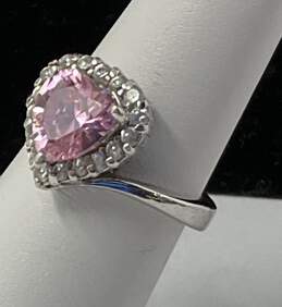 Sterling Silver Pink Heart Diamond Ring