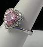 Sterling Silver Pink Heart Diamond Ring image number 1